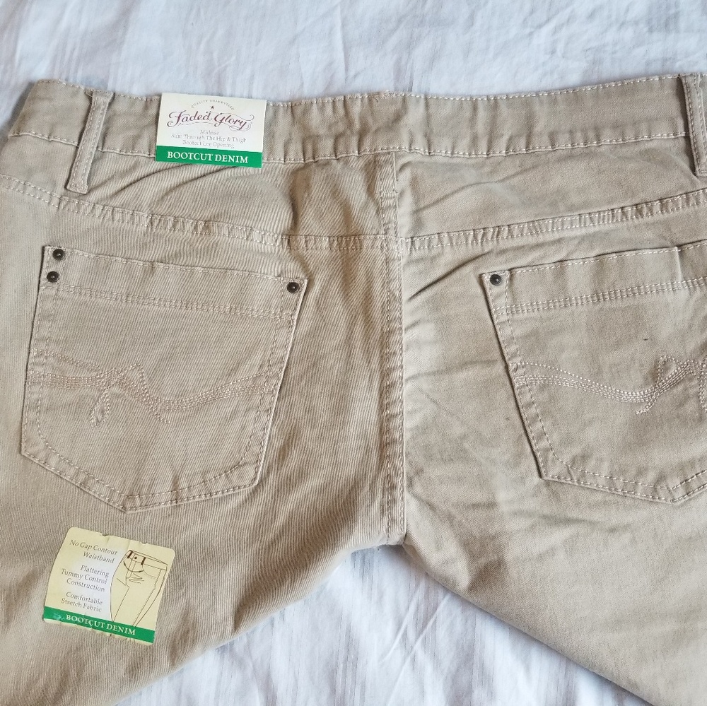 Faded Glory tan khaki denim boot cut jeans